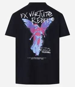 Camiseta Comfort em Algodão com Estampa de Anjo e Lettering