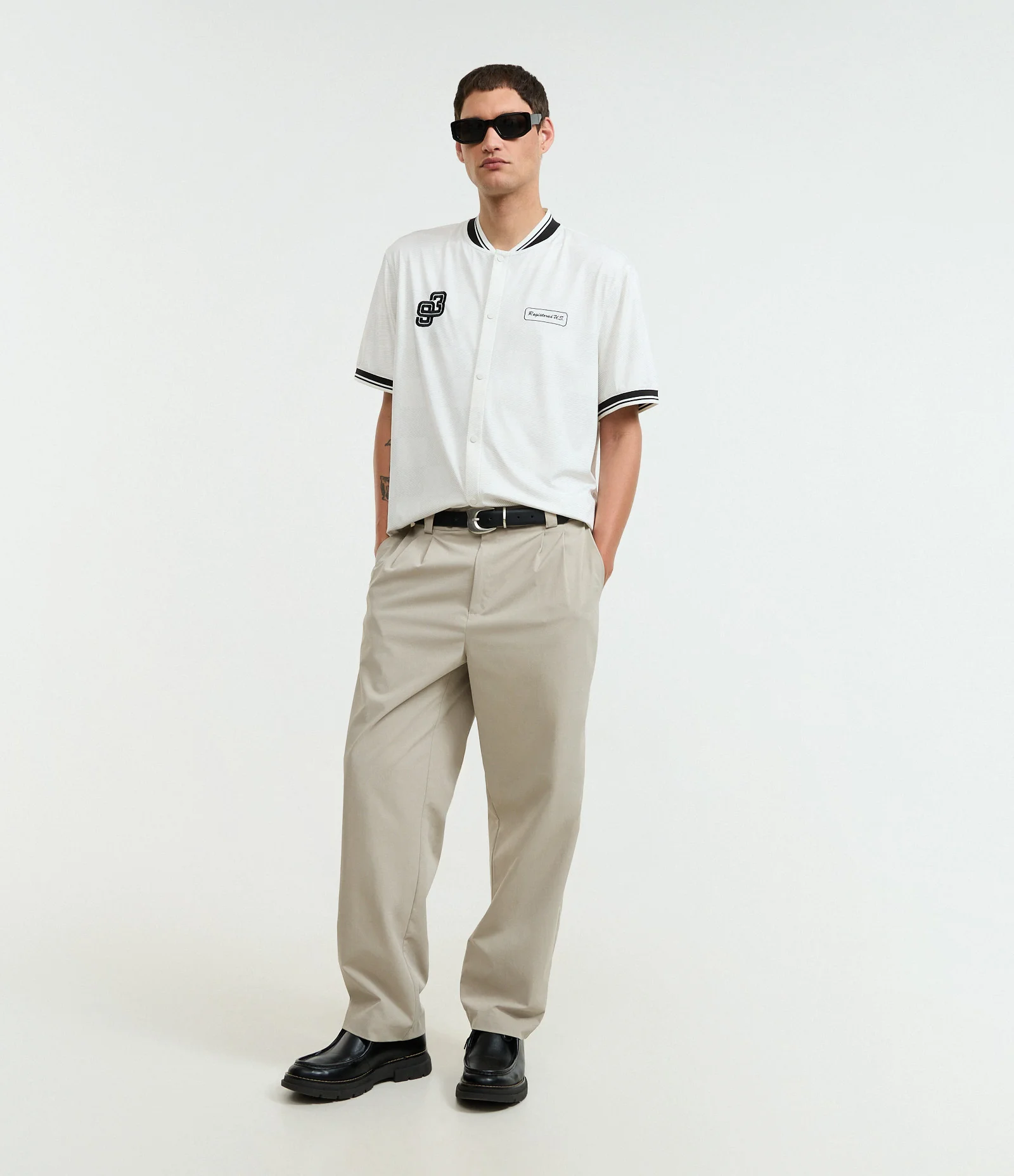 Camisa Sport Core Quadriculada com Bordados Branco 2