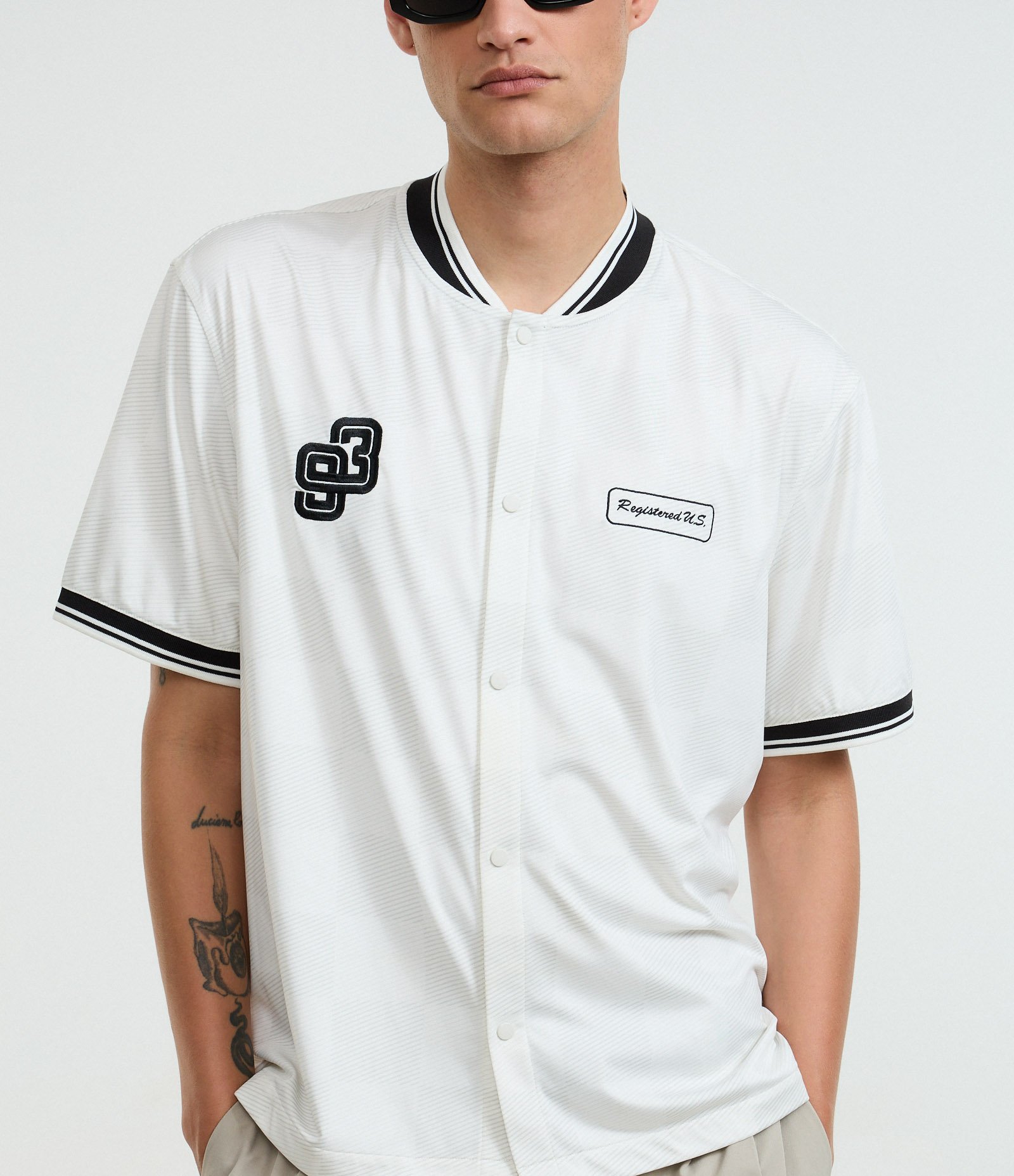 Camisa Sport Core Quadriculada com Bordados Branco 3
