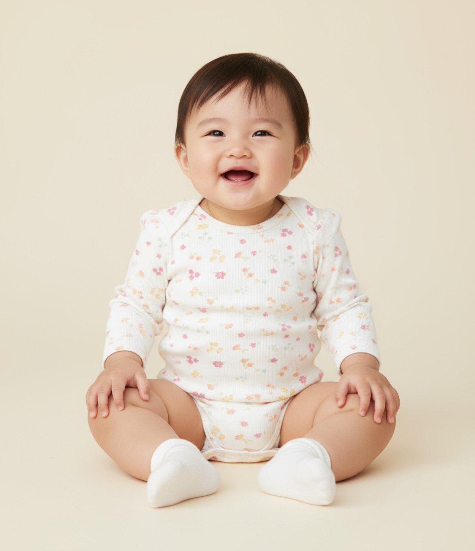 Body Infantil em Ribana com estampa Floral Liberty - Tam RN a 18 Meses Branco 1