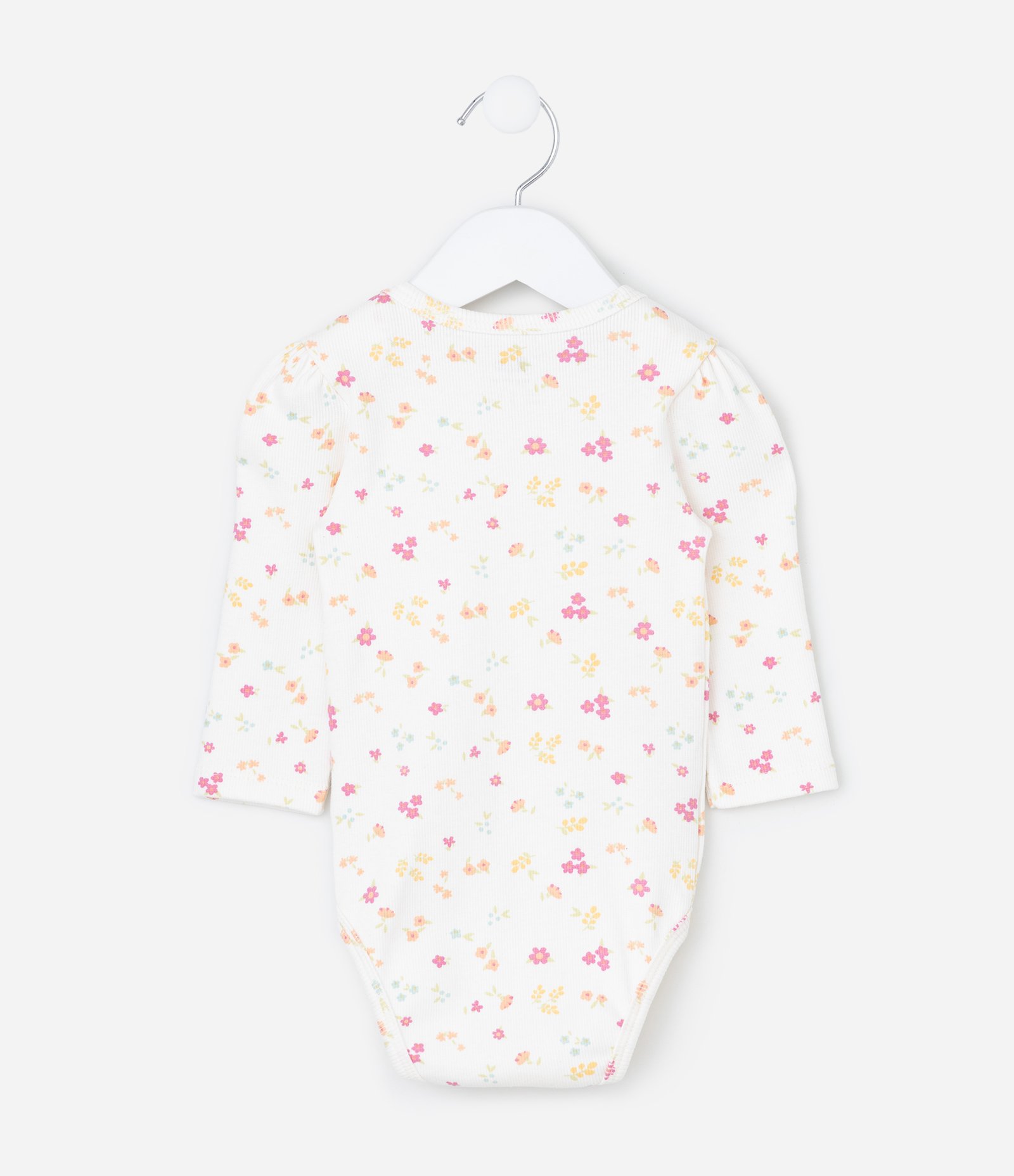 Body Infantil em Ribana com estampa Floral Liberty - Tam RN a 18 Meses Branco 3
