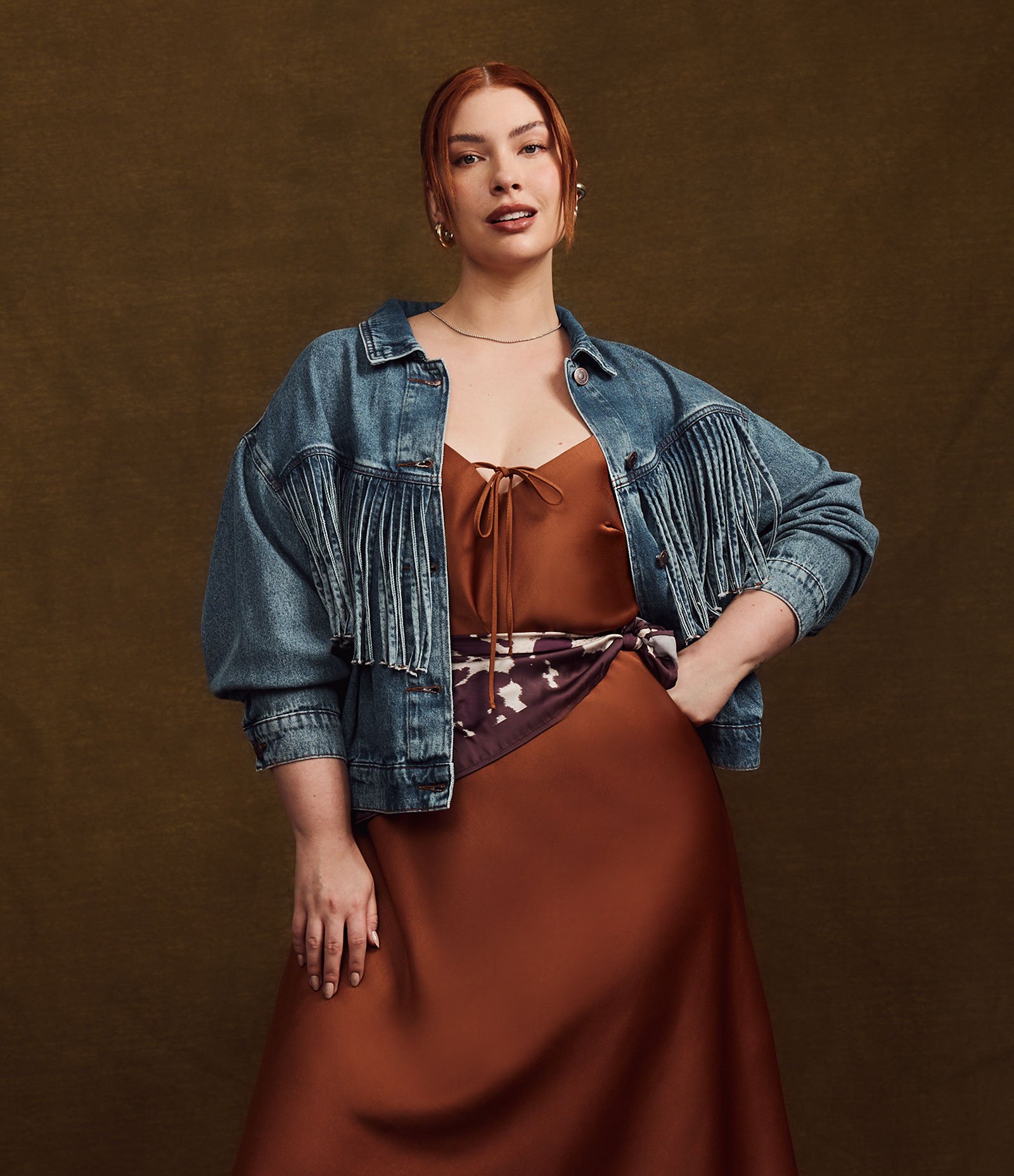 Jaqueta Western em Jeans com Franjas Curve & Plus Size Médio 3