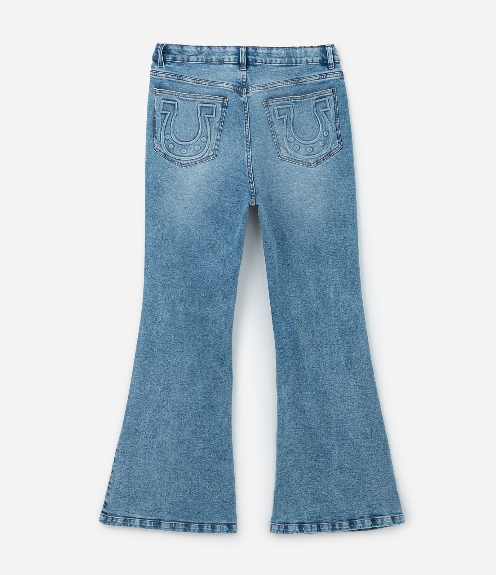 Calça Flare em Jeans com Bolsos Detalhados Curve & Plus Size Azul 9