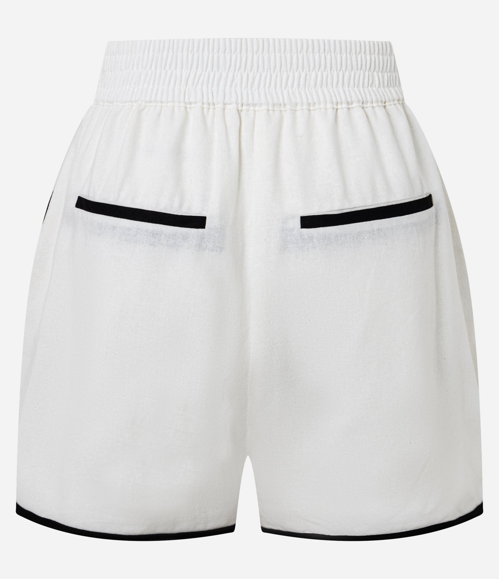Short em Viscolinho com Elástico no Cós Viés Contrastante Off White 2