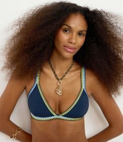 Biquíni Top Triângulo Fixo em Microfibra com Detalhes Contrastantes