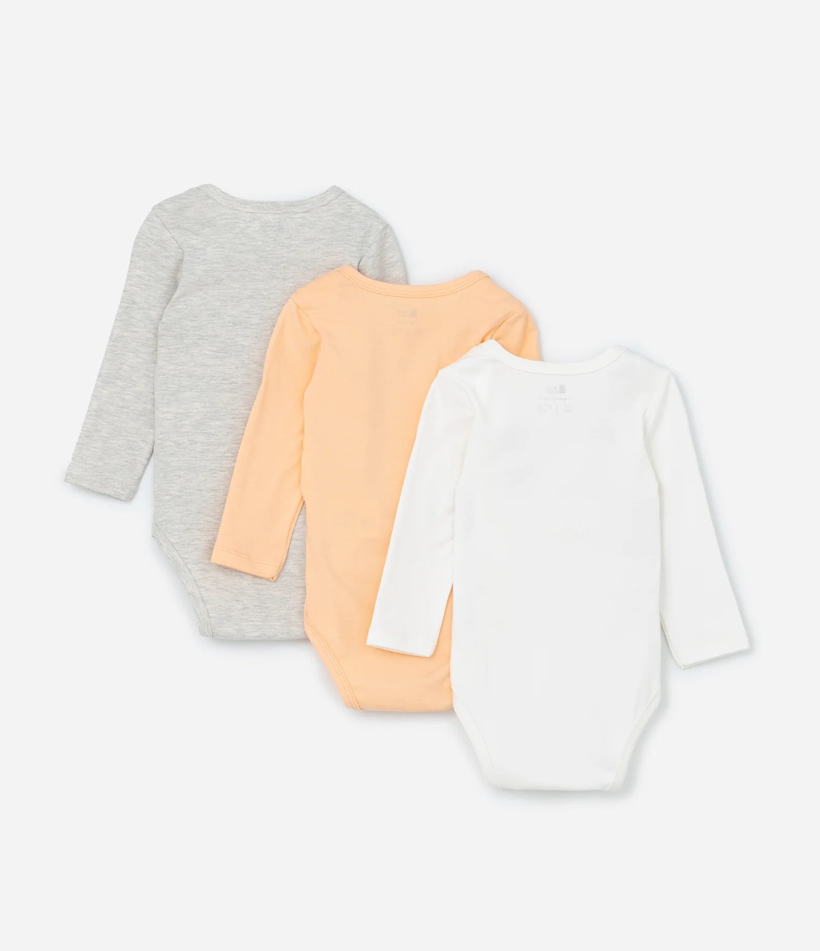 Kit 03 Bodies Infantis com Estampa Carinha de Bichinhos - Tam RN a 18 meses Cinza/Laranja/Branco 2
