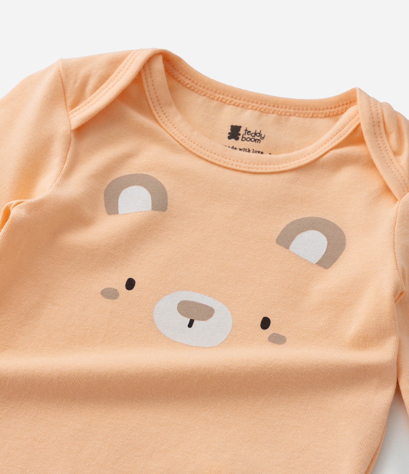 Kit 03 Bodies Infantis com Estampa Carinha de Bichinhos - Tam RN a 18 meses Cinza/Laranja/Branco 4