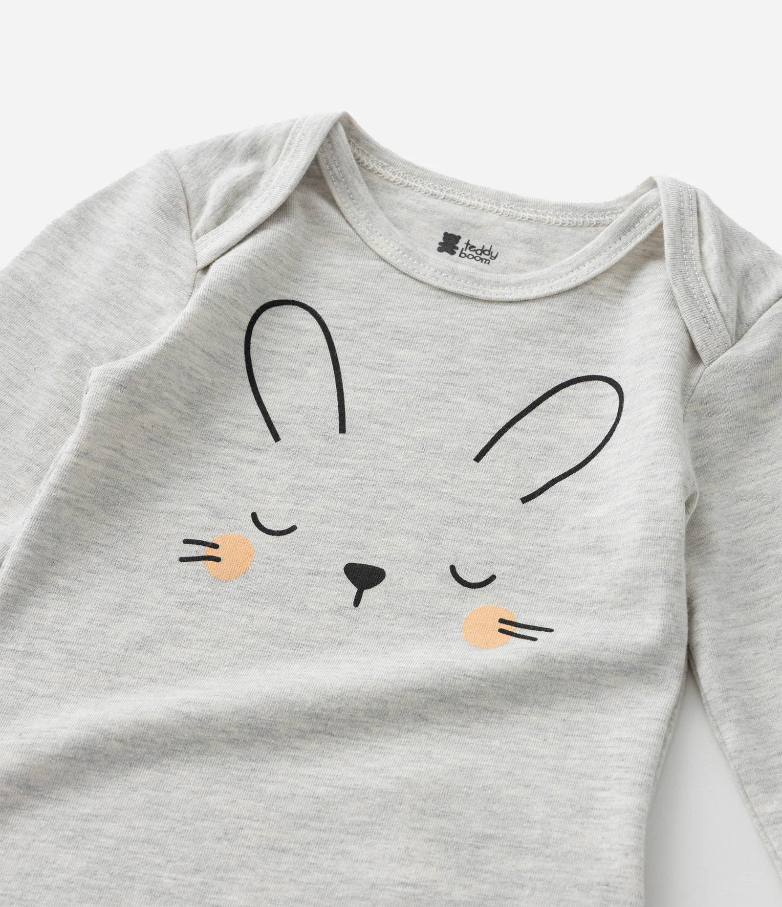 Kit 03 Bodies Infantis com Estampa Carinha de Bichinhos - Tam RN a 18 meses Cinza/Laranja/Branco 5