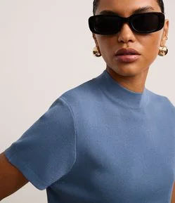 Blusa Canelada em Ribana com Gola Altinha