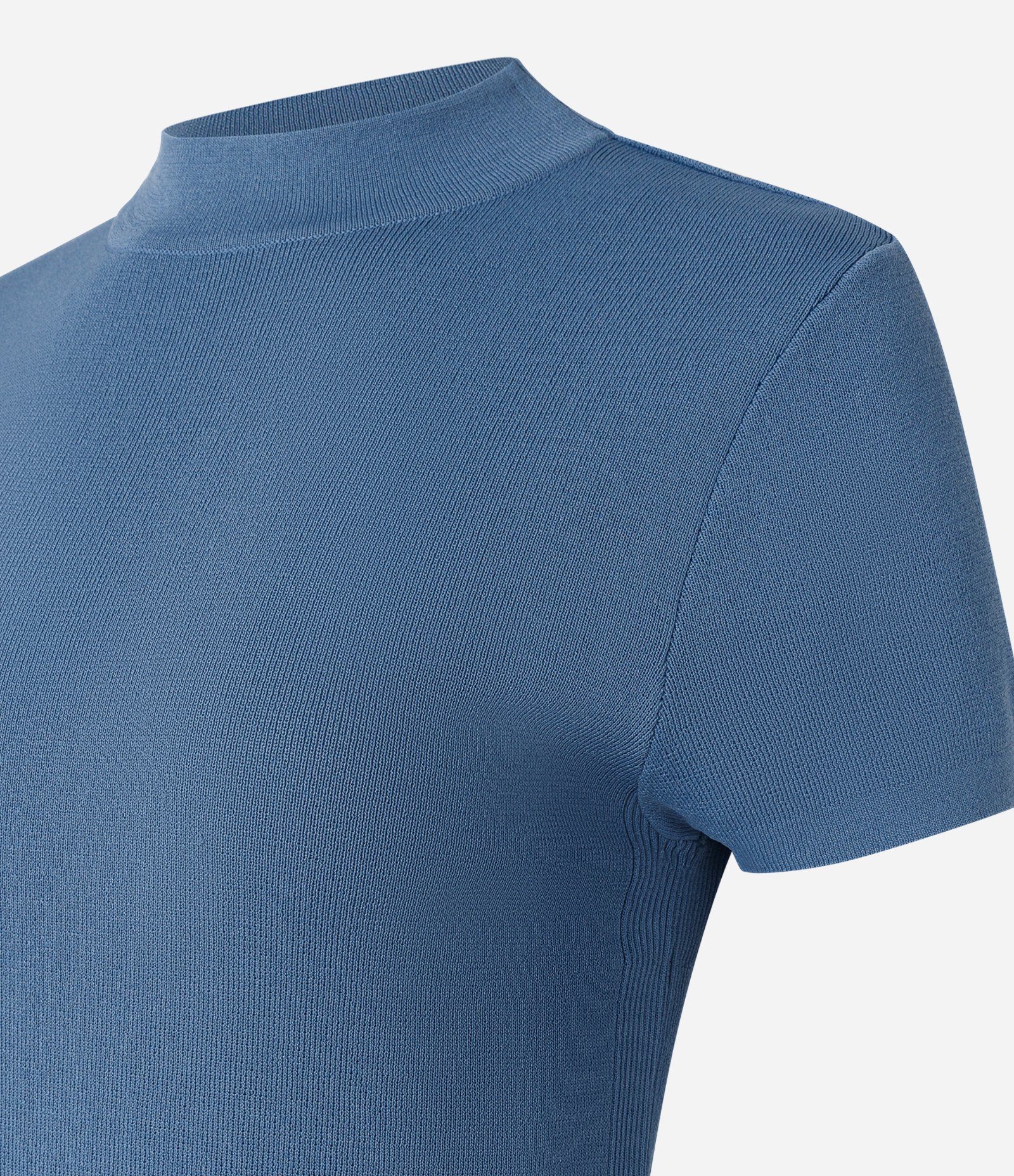 Blusa Canelada em Ribana com Gola Altinha Azul 6
