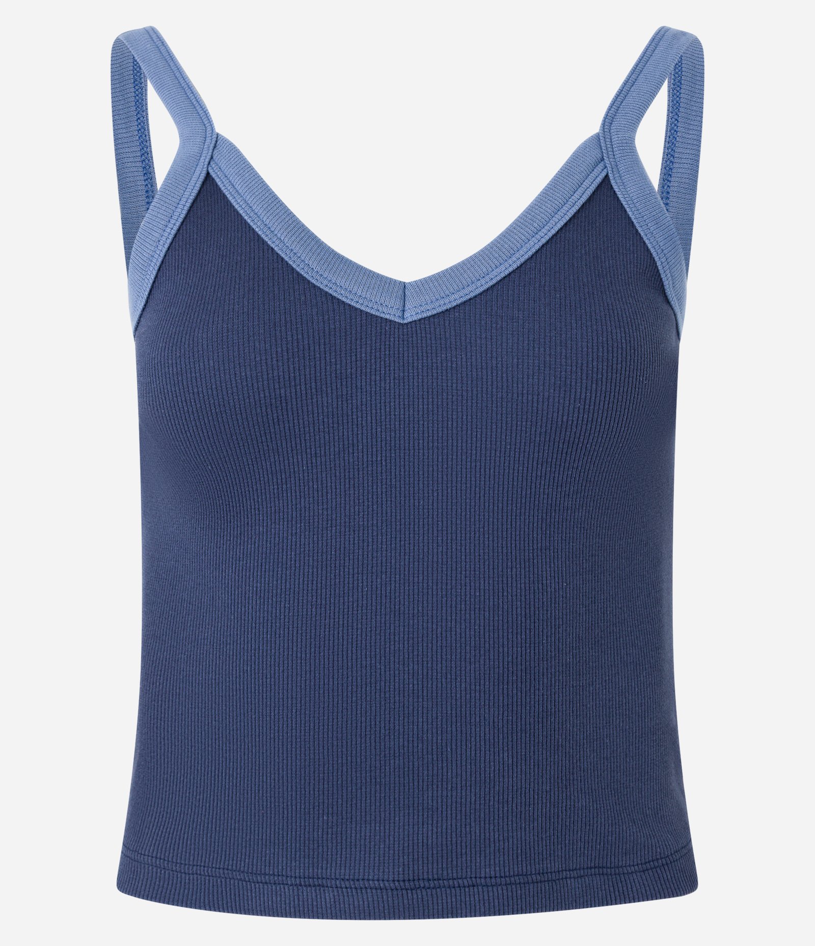 Blusa de Alça em Ribana com Detalhes Contrastantes Azul 5