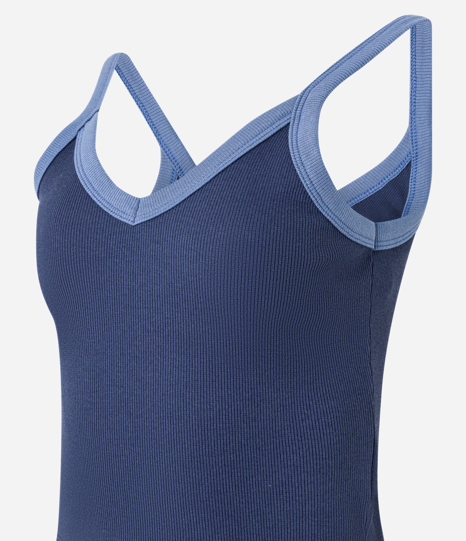 Blusa de Alça em Ribana com Detalhes Contrastantes Azul 6