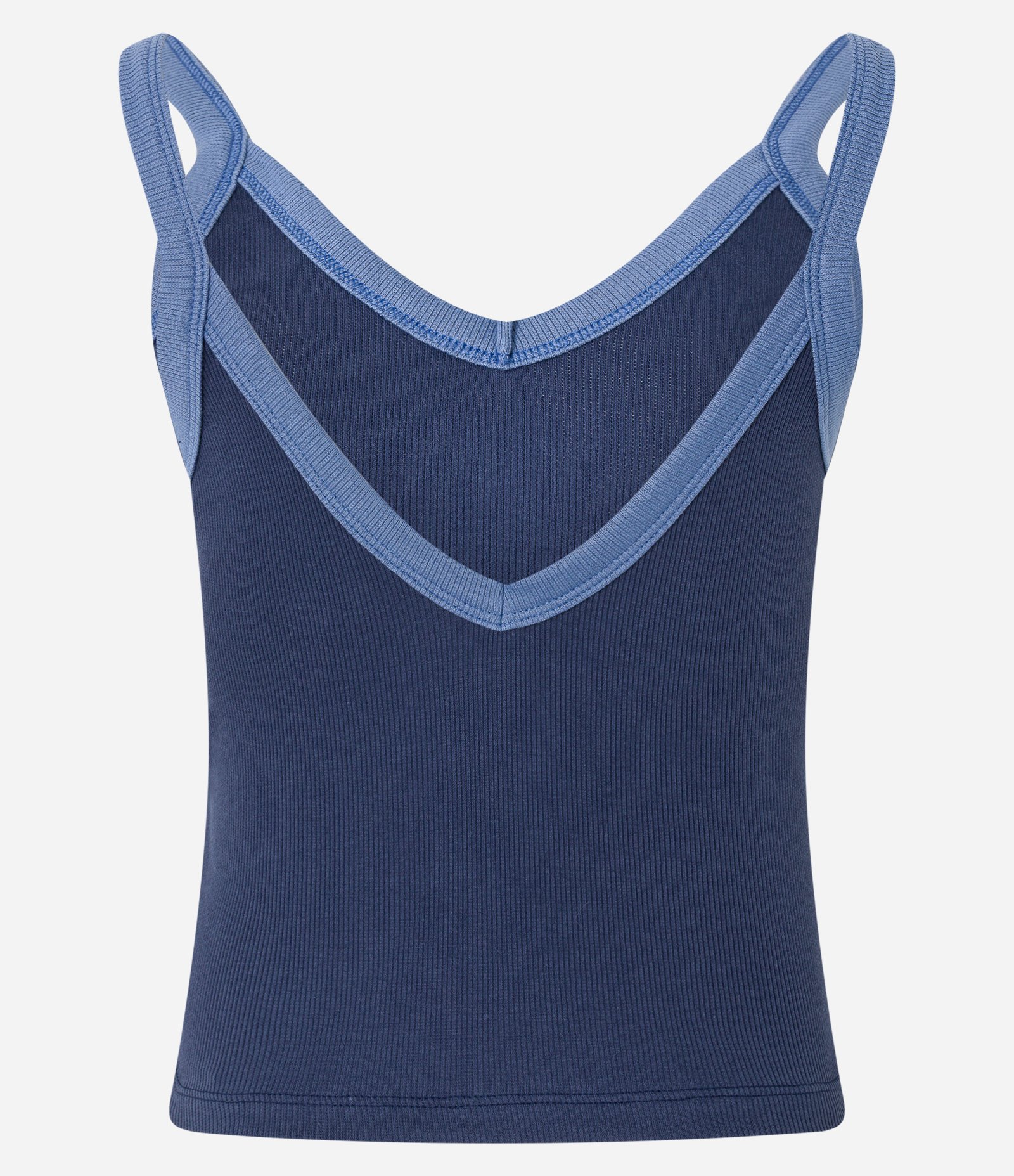Blusa de Alça em Ribana com Detalhes Contrastantes Azul 7
