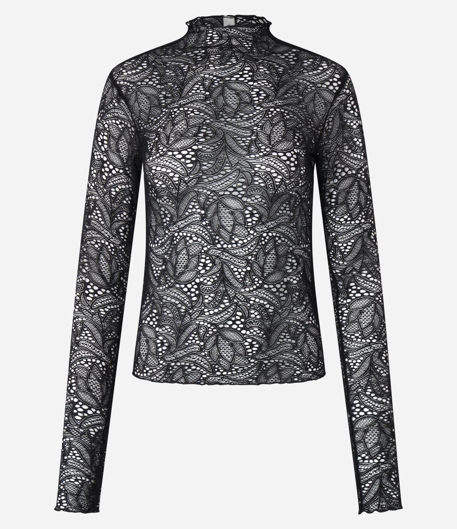 Blusa em Renda com Gola Alta Preto 4