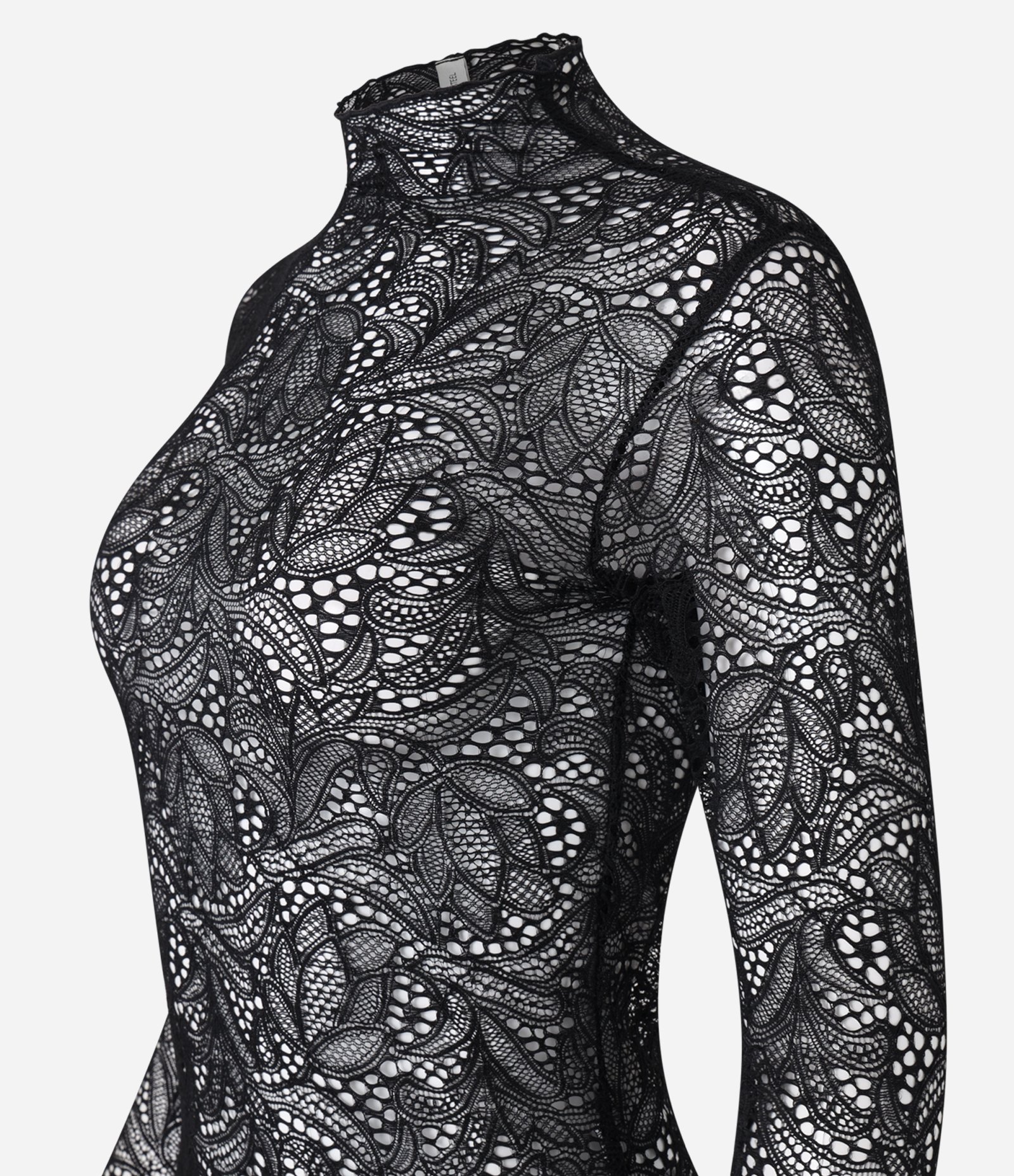 Blusa em Renda com Gola Alta Preto 5