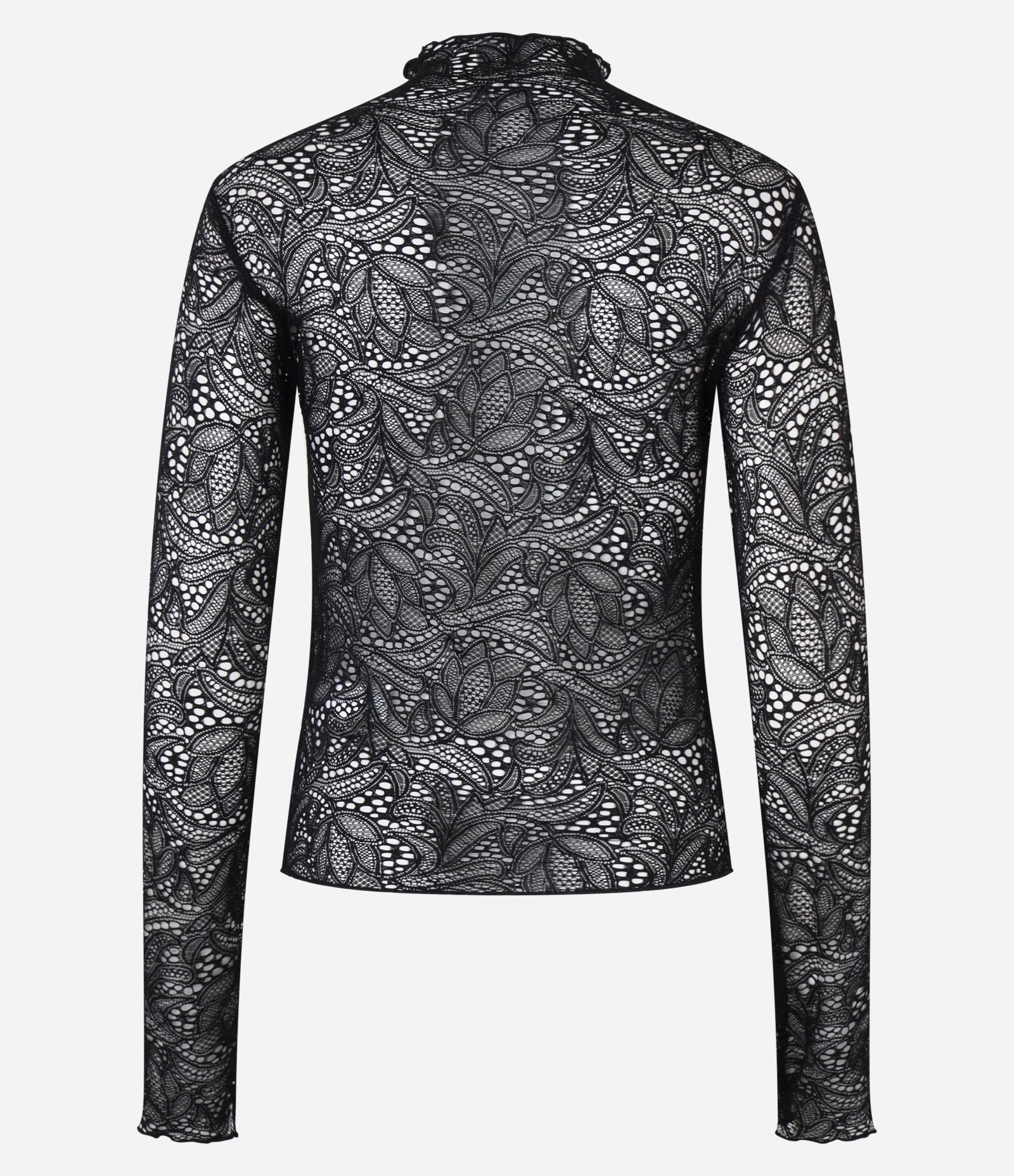 Blusa em Renda com Gola Alta Preto 6