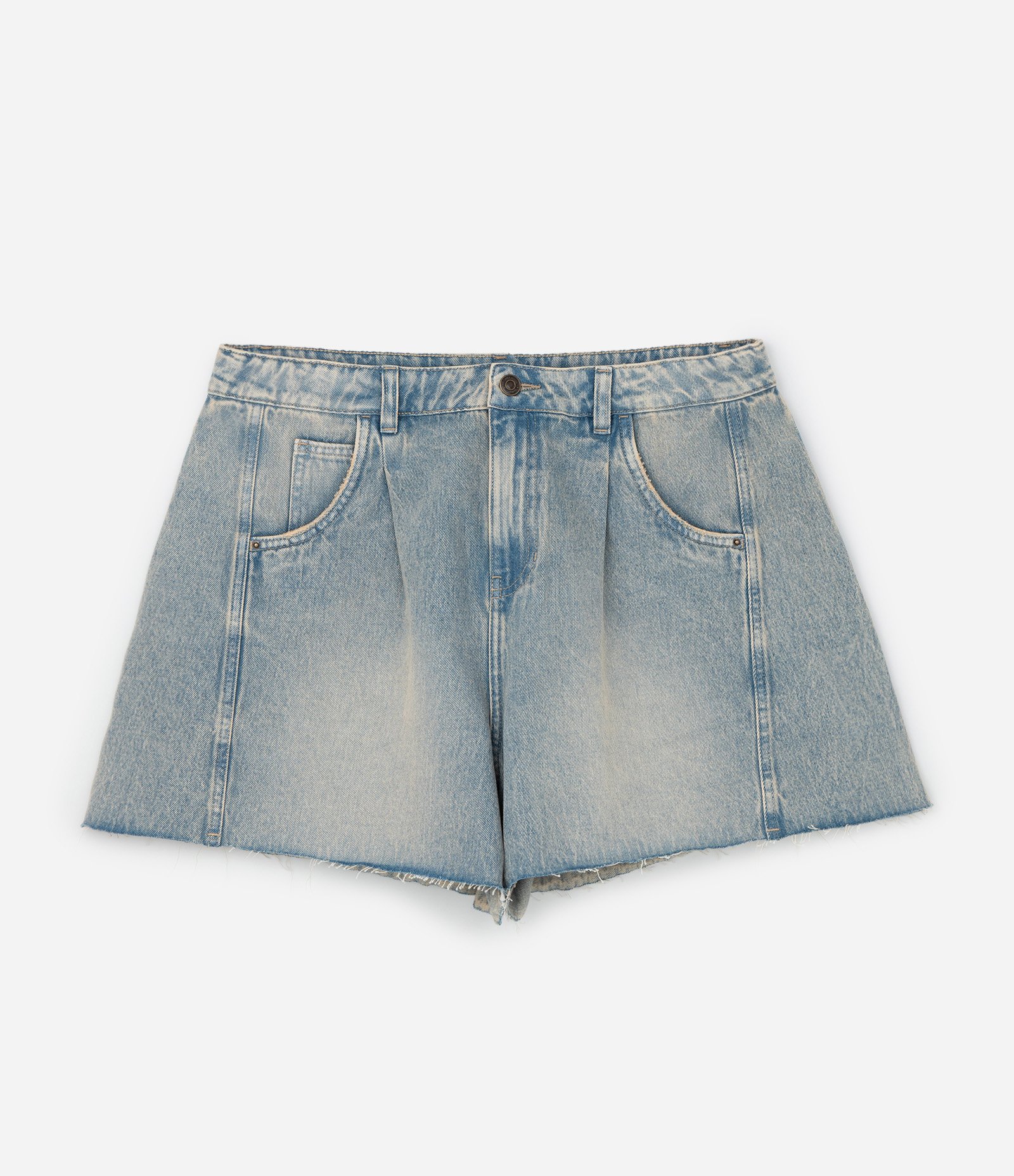 Short Evasê em Jeans Dirty com Barra a Fio Curve & Plus Size Azul 6