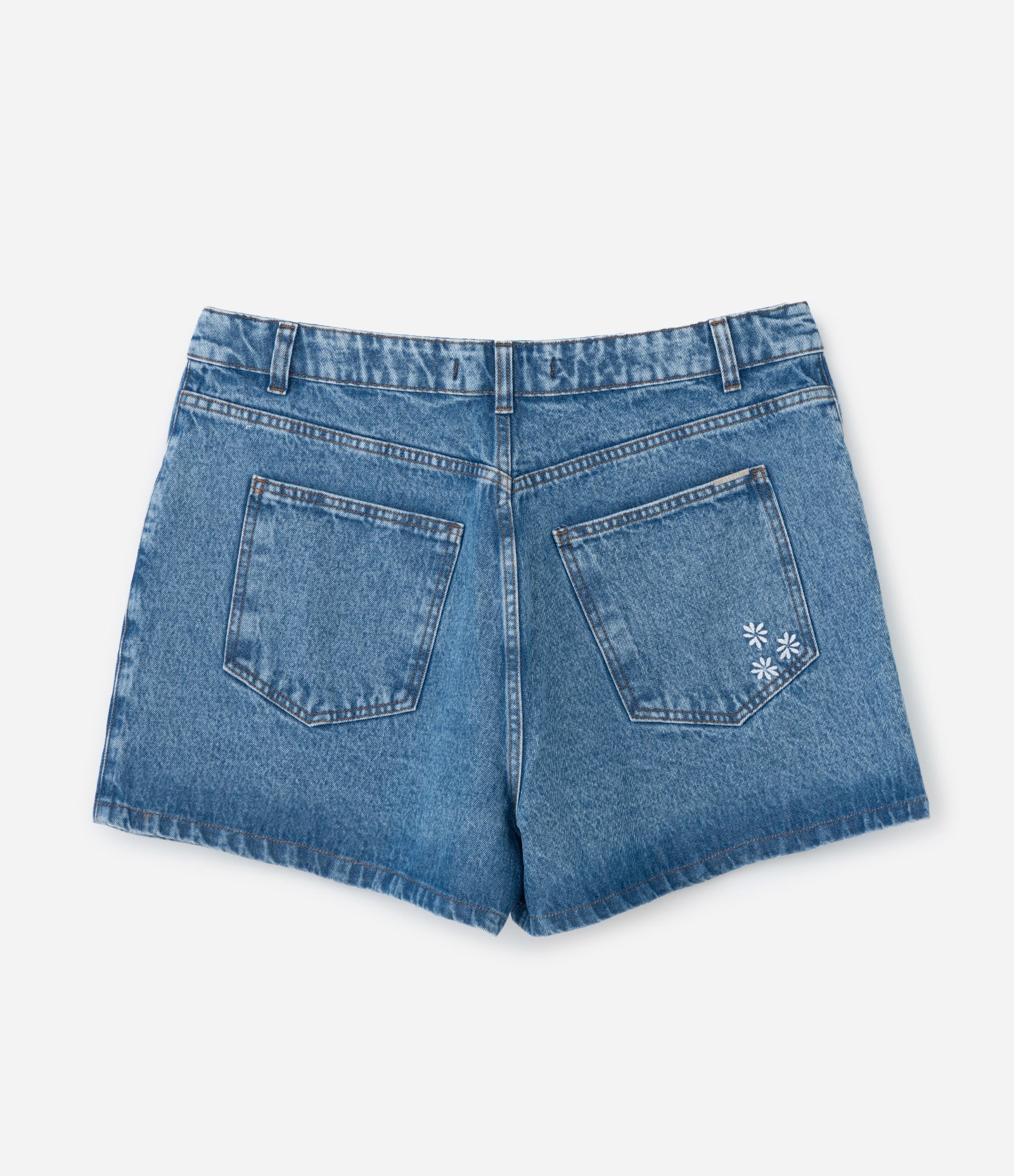 Short Mom com Bordado de Margarina Curve & Plus Size Azul 6