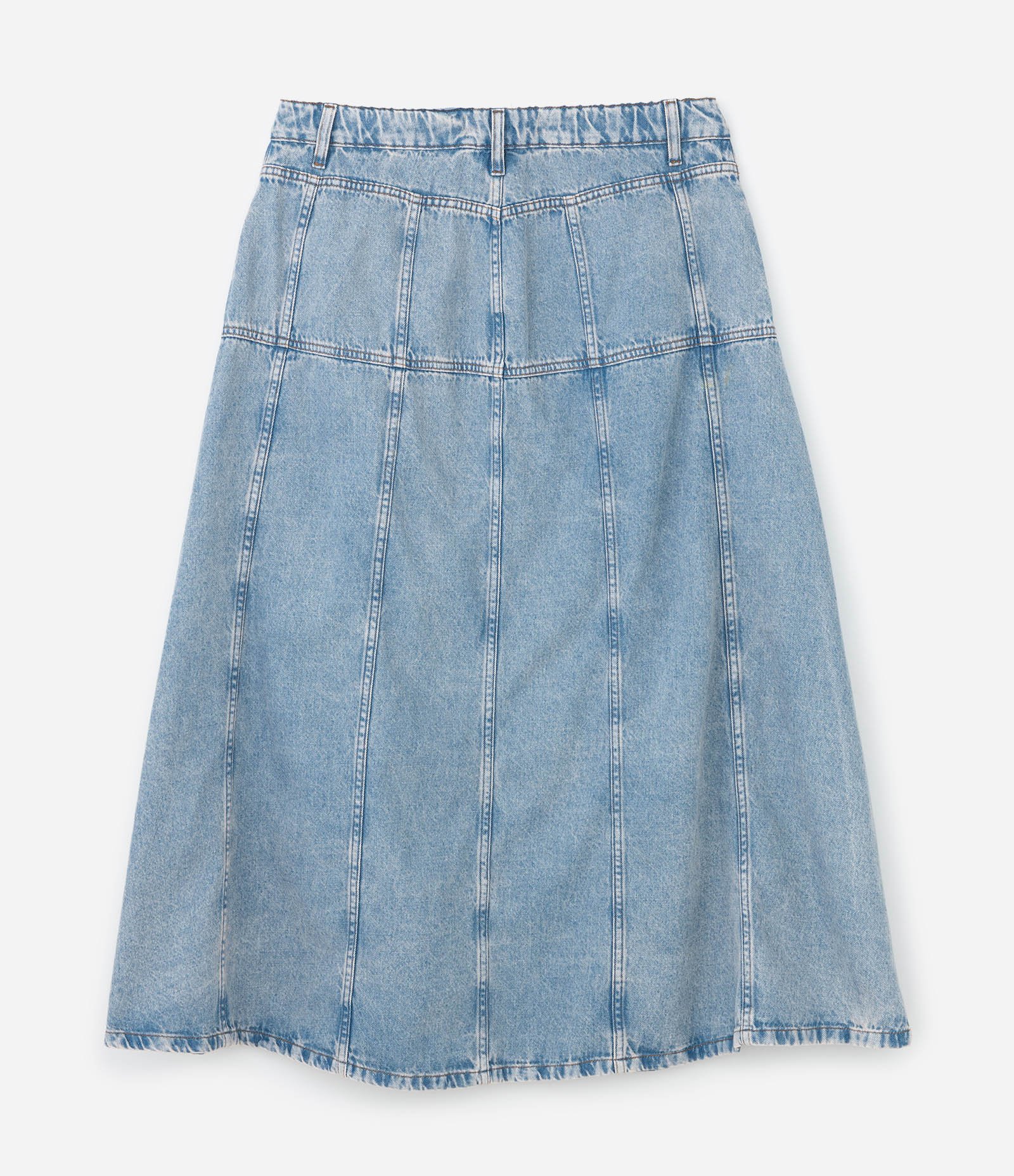 Saia Midi em Jeans com Recortes e Botões Curve & Plus Size Azul 7