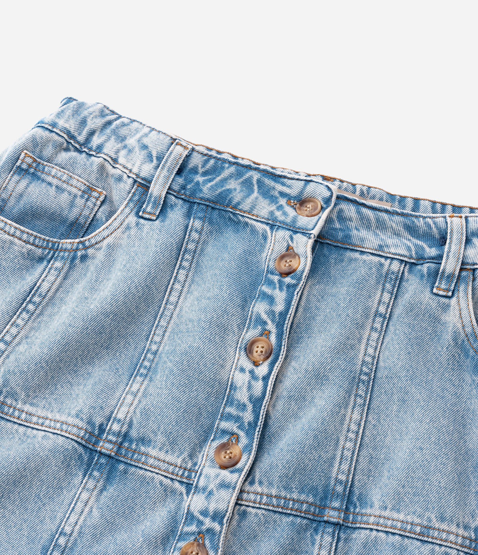 Saia Midi em Jeans com Recortes e Botões Curve & Plus Size Azul 10