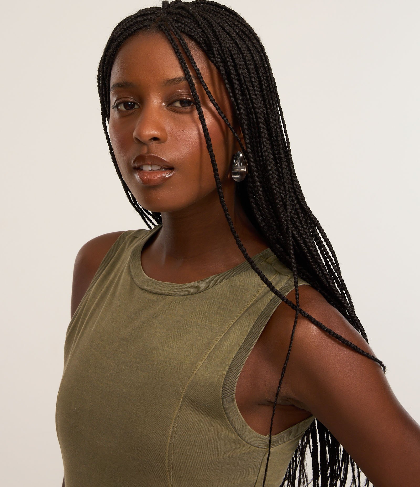 Vestido Evasê em Algodão sem Manga Verde 3