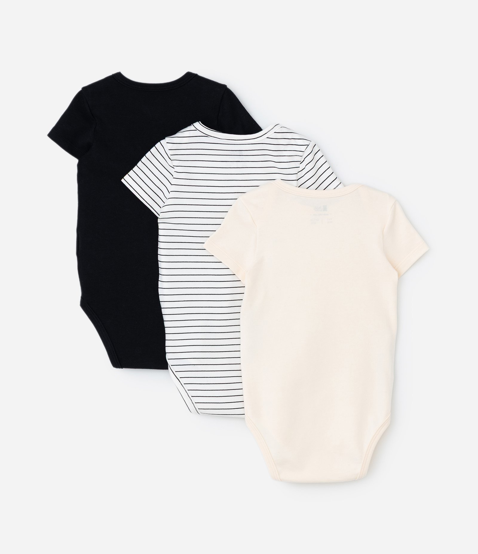 Kit 03 Bodies Infantis com Estampa Urso e Listras - Tam RN a 18 meses Preto/Listrado/Bege 2
