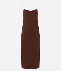 Vestido Midi em Algodão com Costas Abertas e Fenda