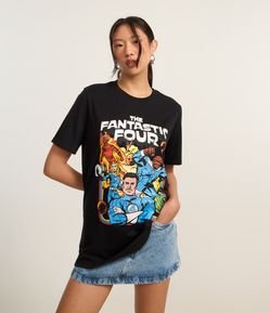 Camiseta Alongada em Algodão com Estampa The Fantastic Four