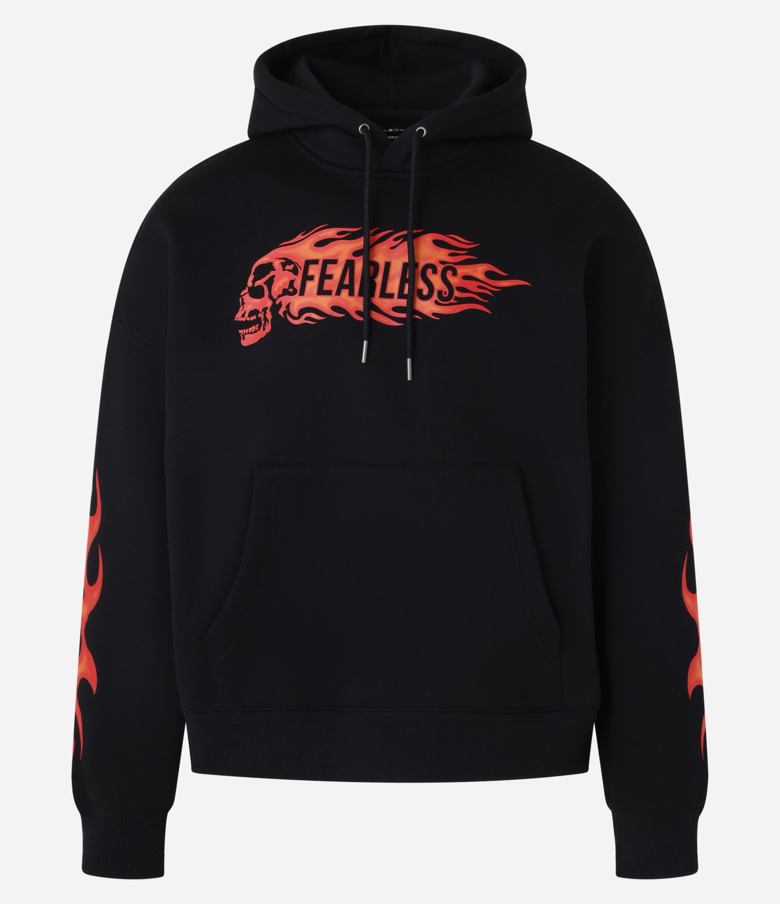 Casaco Oversized em Moletom com Capuz e Estampa Lettering chamas Preto 5