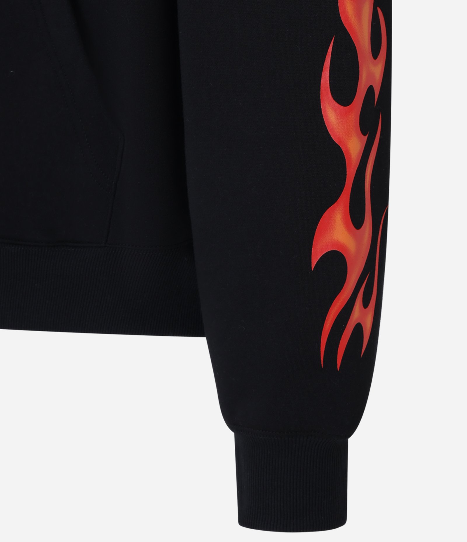 Casaco Oversized em Moletom com Capuz e Estampa Lettering chamas Preto 6