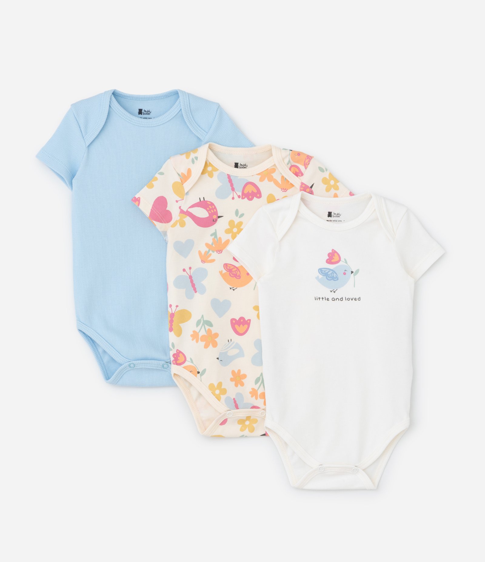 Kit 03 Bodies Infantis com Estampa Passarinho - Tam RN a 18 meses Multicores 1