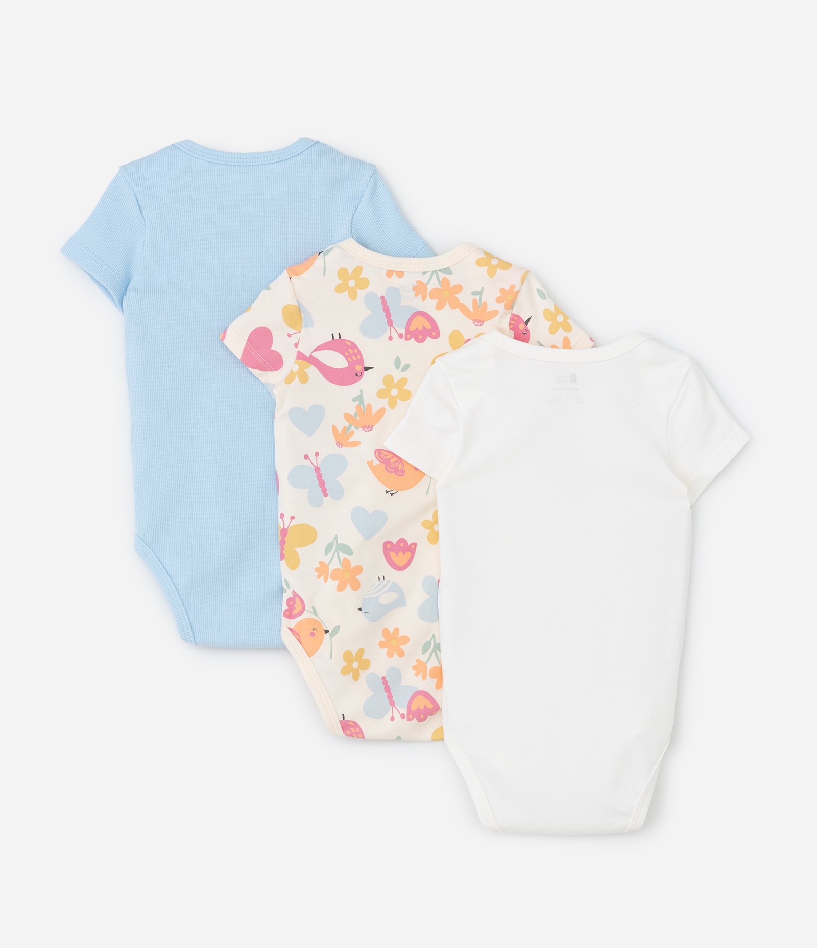 Kit 03 Bodies Infantis com Estampa Passarinho - Tam RN a 18 meses Multicores 2