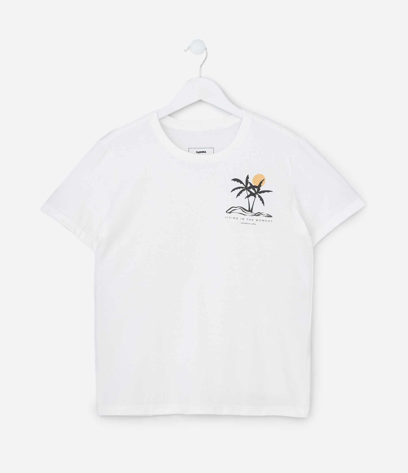 Camiseta Infantil com Estampa de Praia - Tam 5 a 14 Anos Branco 1