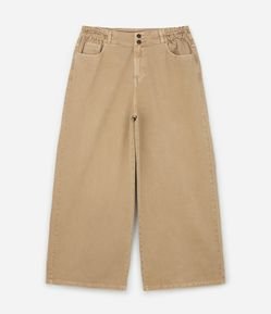 Calça Wide Leg em Sarja com Cós Clochard Curve & Plus Size