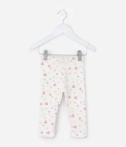 Calça Legging Infantil com Estampa Floral - Tam RN a 18 meses