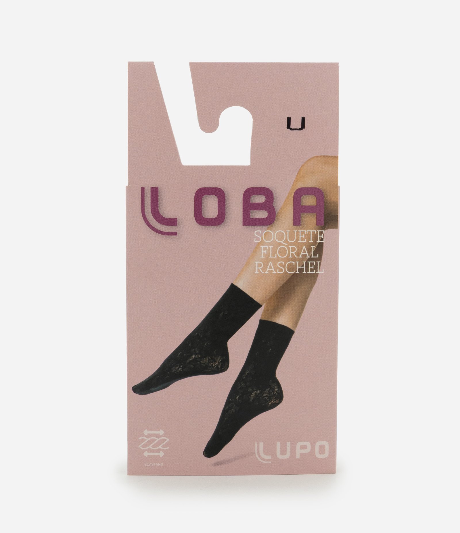 Meia Cano Médio em Poliamida Floral Lupo Preto 2