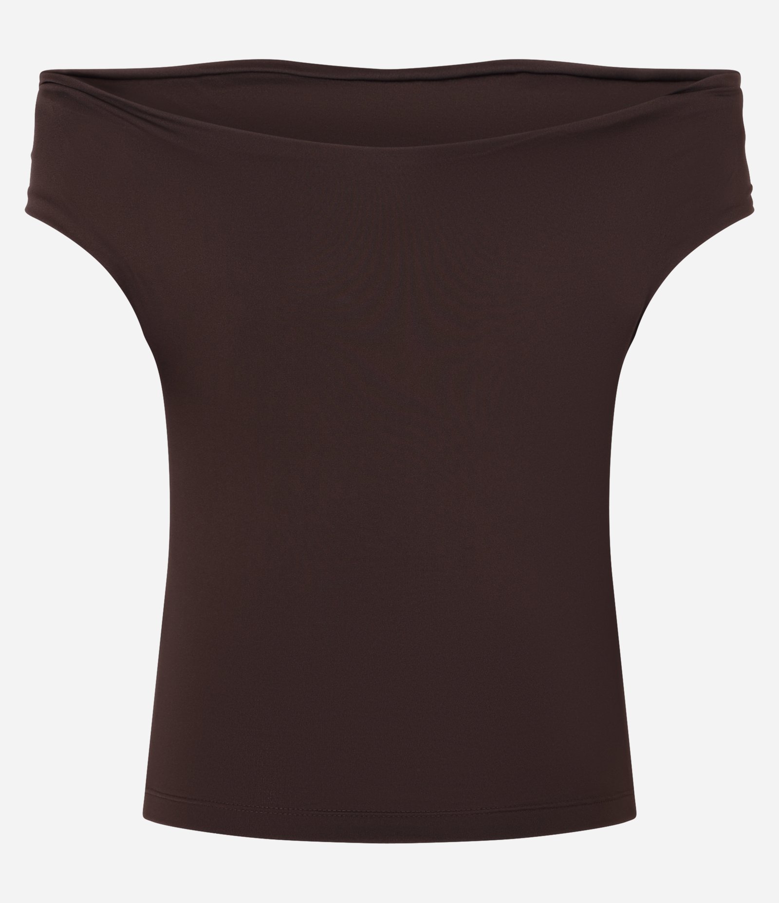Blusa em Helanca com Decote Ombro a Ombro Marrom 5