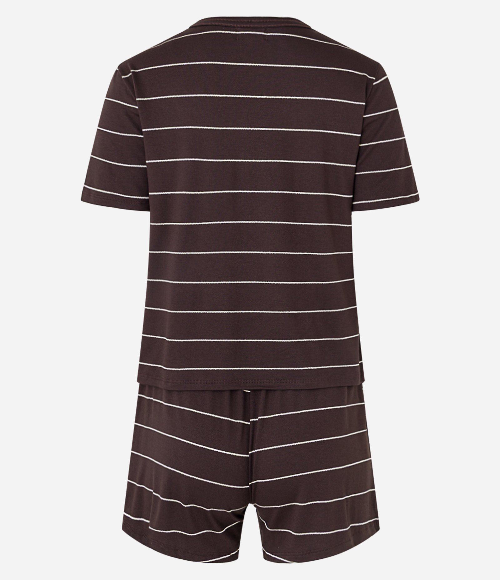 Pijama Short Doll em Viscose com Listras em Fio Metalizado Marrom 5