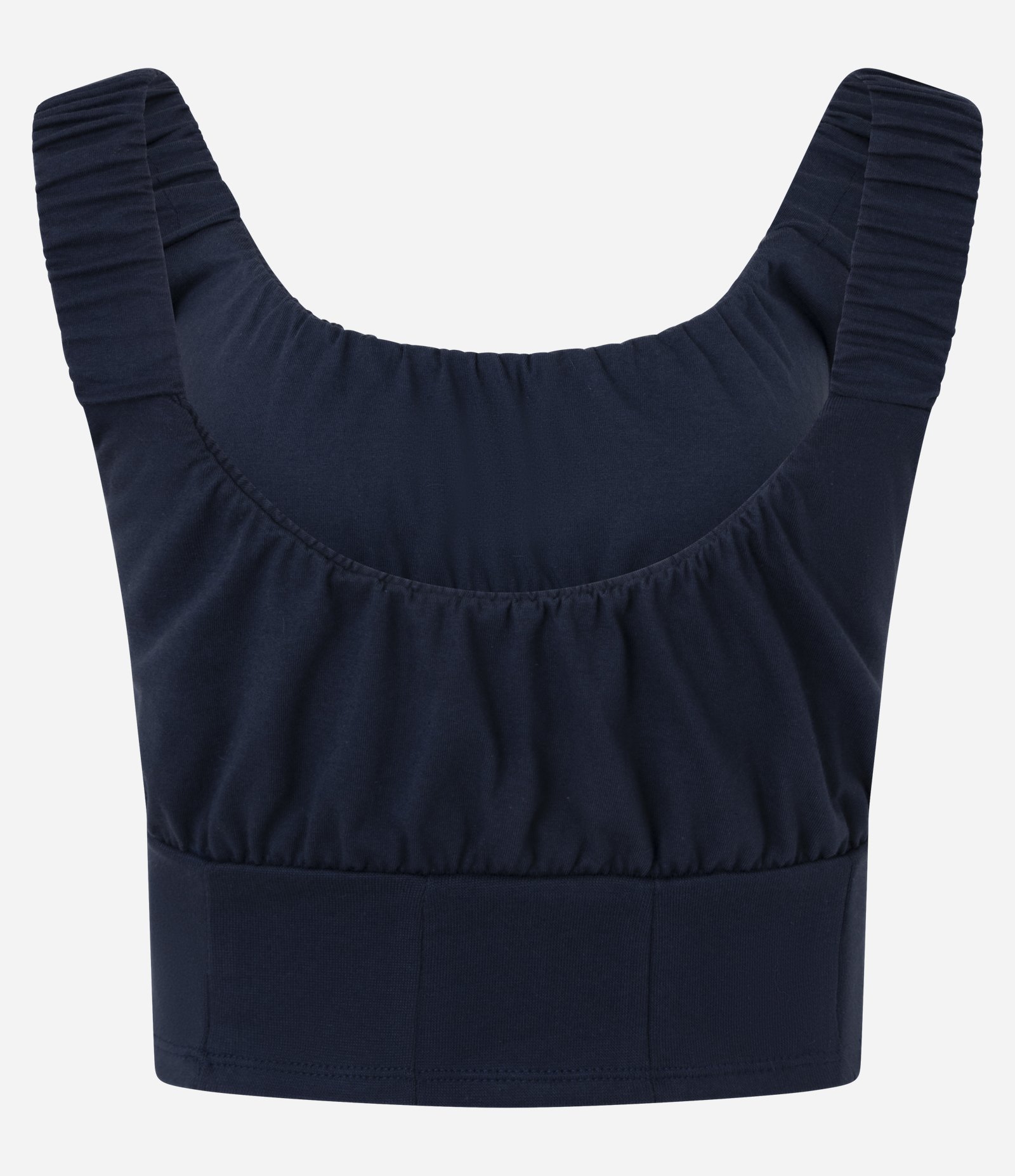 Blusa Corset em Cotton com Franzidos e Alça Larga Azul Marinho 5
