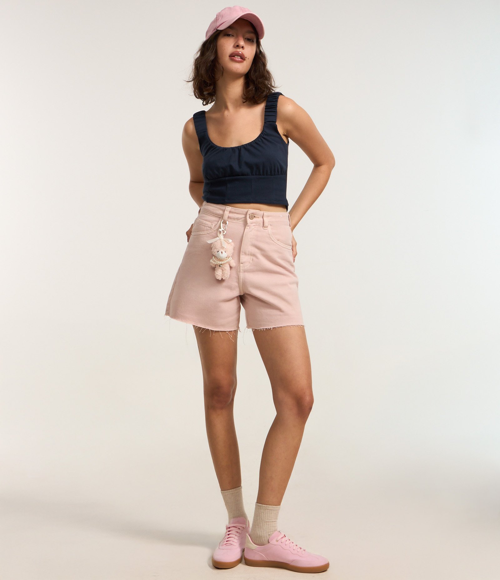 Blusa Corset em Cotton com Franzidos e Alça Larga Azul Marinho 3