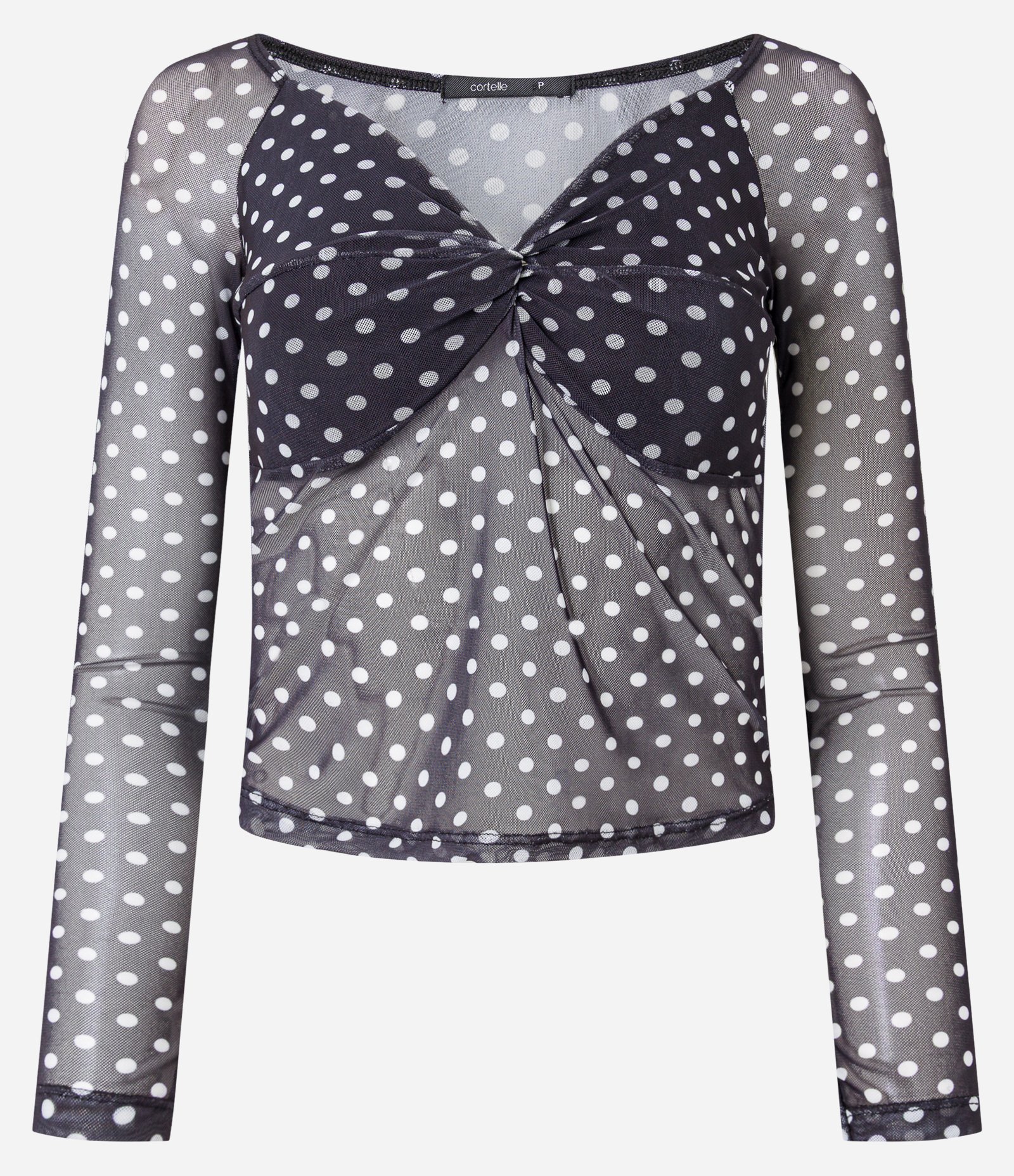 Blusa em Tule Poá com Torcidinho no Busto Preto 5