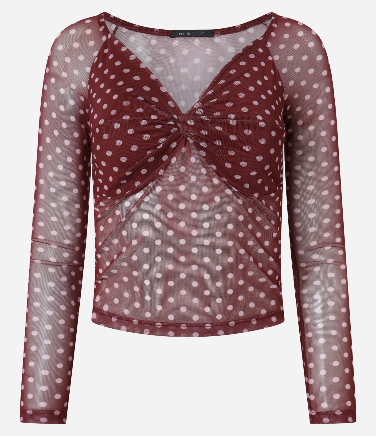 Blusa em Tule Poá com Torcidinho no Busto Vermelho 4