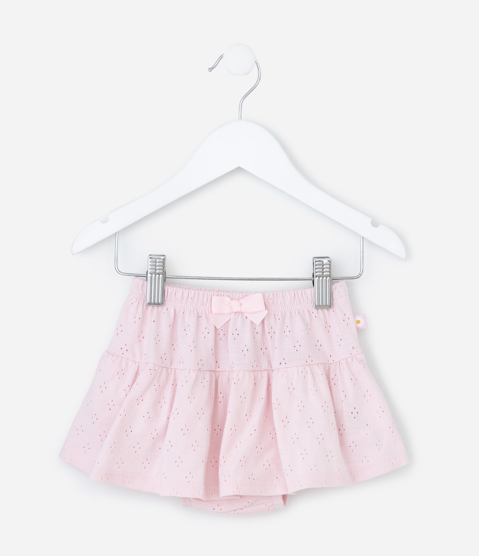 Short Saia Infantil com Lacinho e Texturizado - Tam 0 a 18 Meses Rosa 1