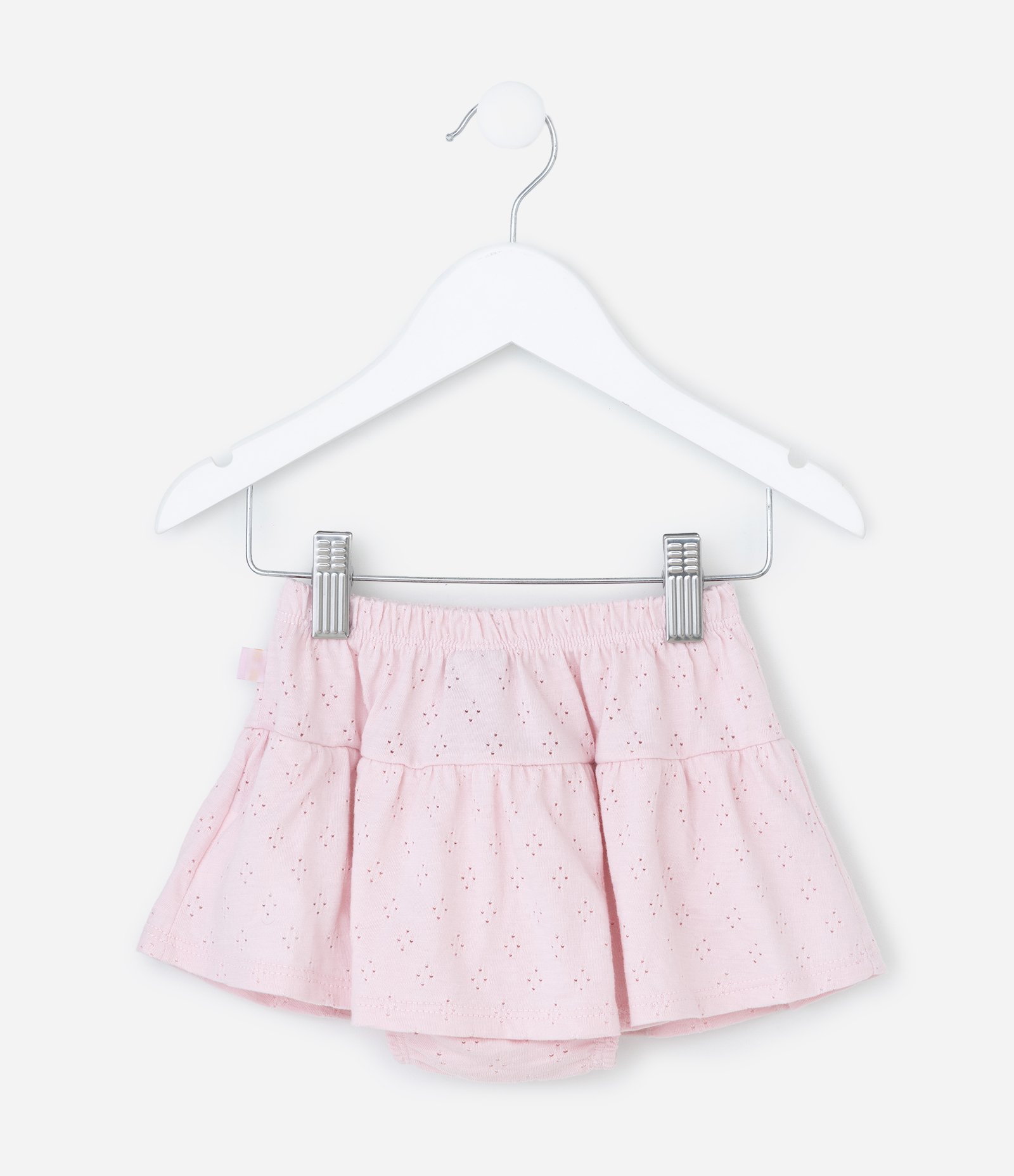 Short Saia Infantil com Lacinho e Texturizado - Tam 0 a 18 Meses Rosa 2