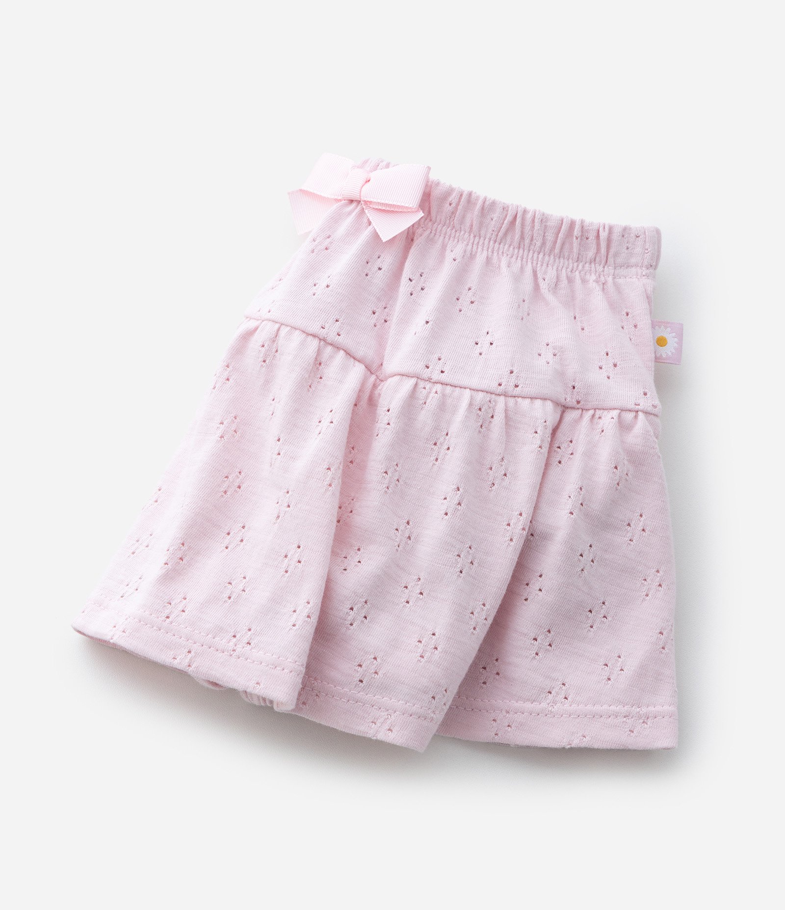 Short Saia Infantil com Lacinho e Texturizado - Tam 0 a 18 Meses Rosa 4