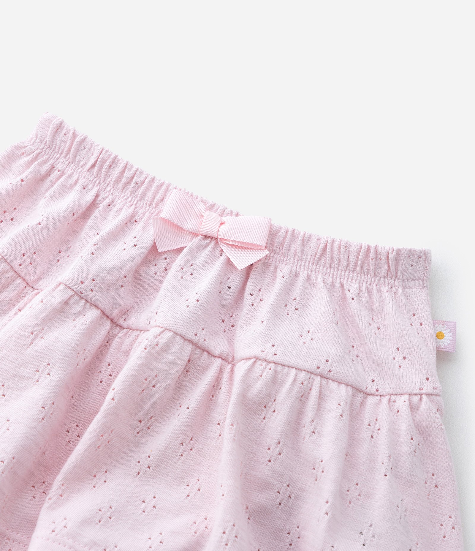 Short Saia Infantil com Lacinho e Texturizado - Tam 0 a 18 Meses Rosa 6