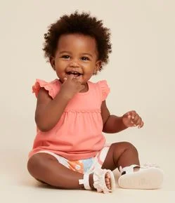 Conjunto Infantil com Estampa Floral - Tam 0 a 18 Meses