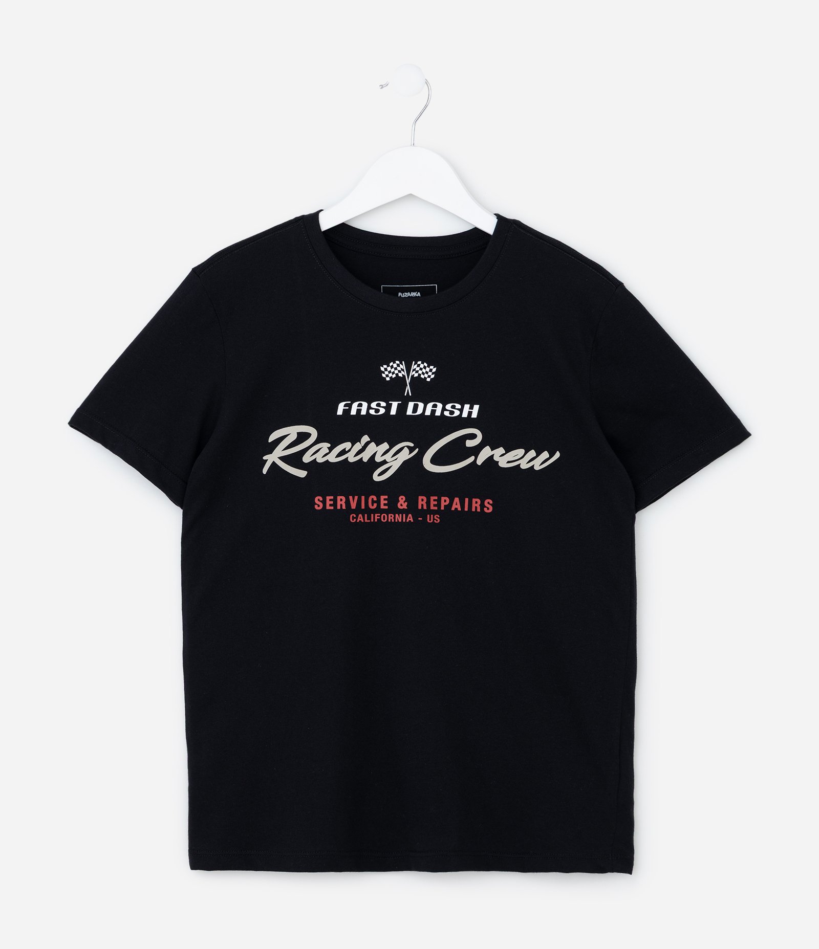 Camiseta Infantil com Lettering Racing Crew - Tam 5 a 14 Anos Preto 1