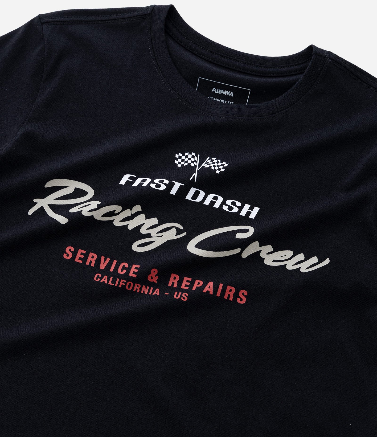 Camiseta Infantil com Lettering Racing Crew - Tam 5 a 14 Anos Preto 4