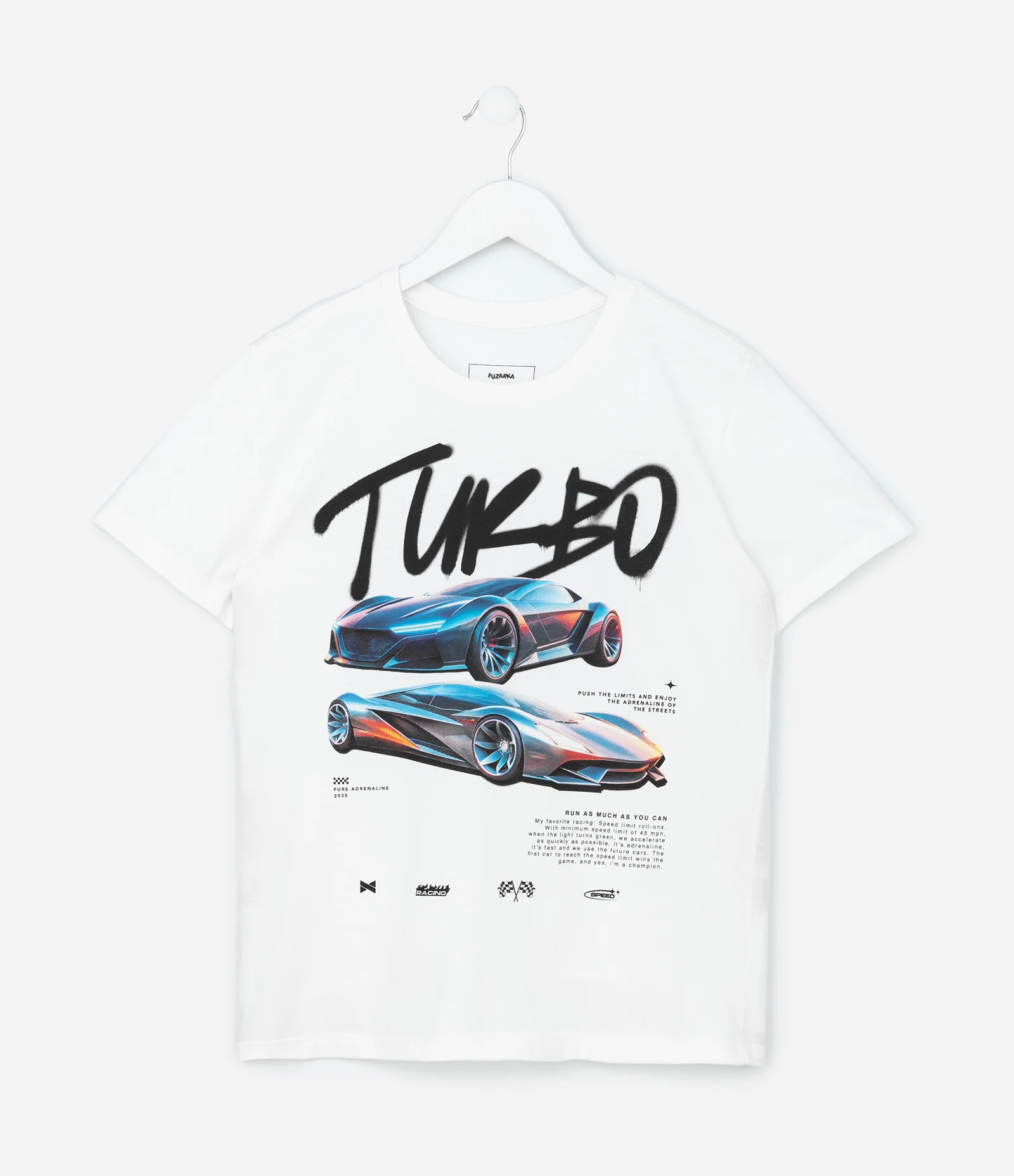 Camiseta Infantil com Estampa Carros Turbo - Tam 5 a 14 Anos Branco 1